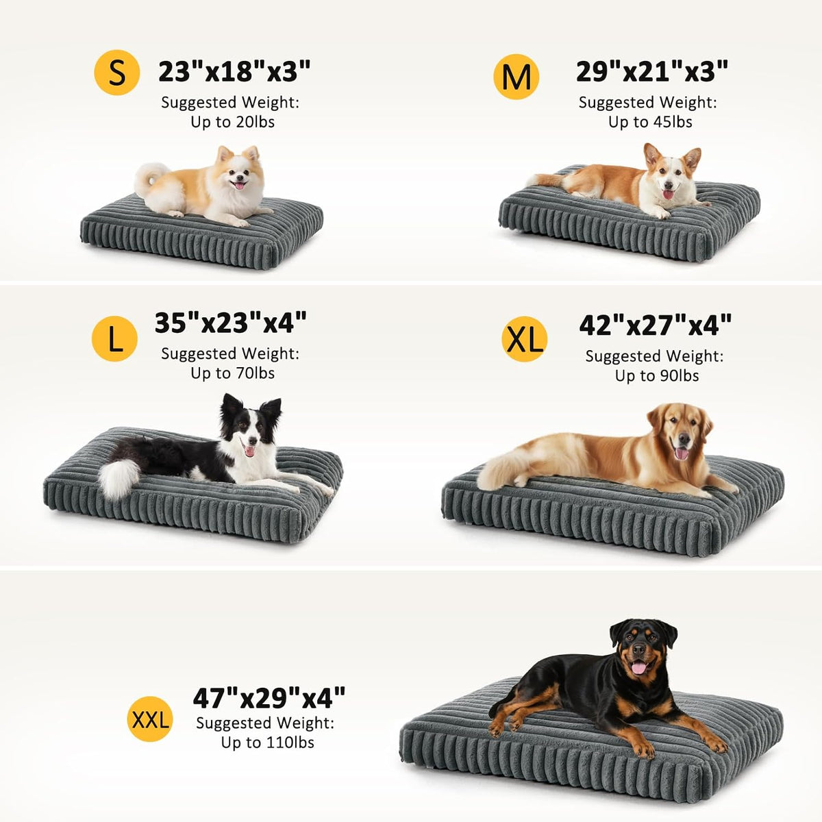 FURTIME Dog Beds Large Sized Dog, Washable Dog Bed for Crate - Grey / L(35"x23"x4") - image 3