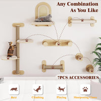 BYBYME 7 Pcs Wall-Mounted Cat Shelves - Set of 7 - image 4
