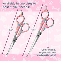 Kenchii Happy Kitty Ball Tip Shears Trimming Scissors for Cats | Pet Grooming Kitten Essentials | Stainless Steel Safety Blunt Tip Scissors | 6.5 In