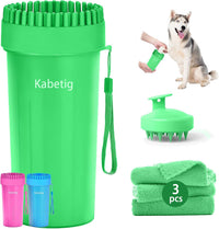 Dog Paw Cleaner Cup with Detachable Top Brush for Large & XL Dogs – Essentials for Dogs - Large(3Towels&Brush) / Green
