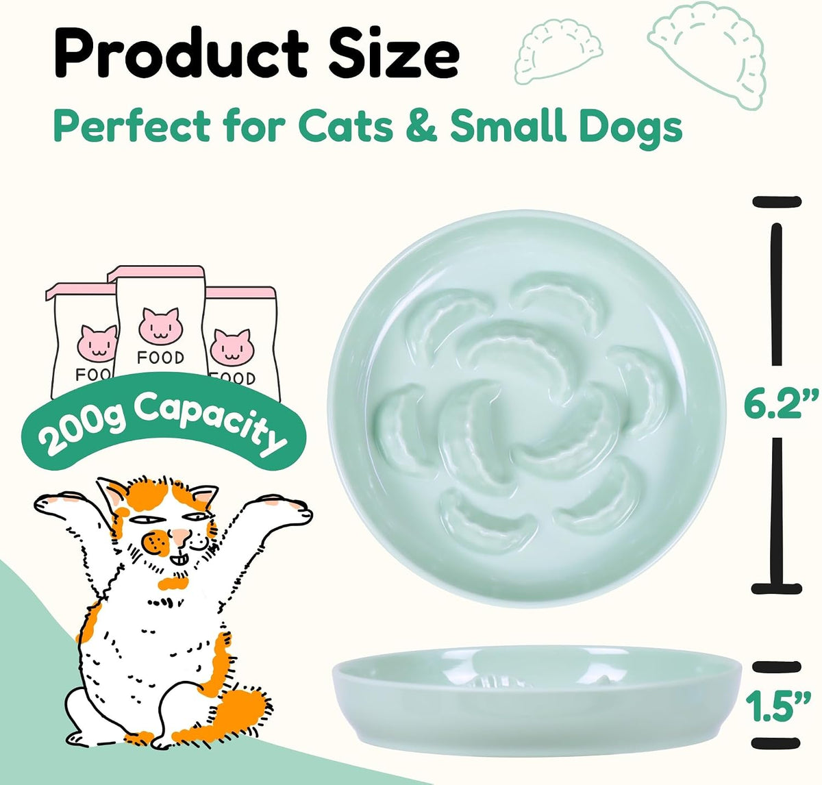 Slow Feeder Bowl for Cats and Small Dogs - Green / 6.3''W x 1.5''H - image 2