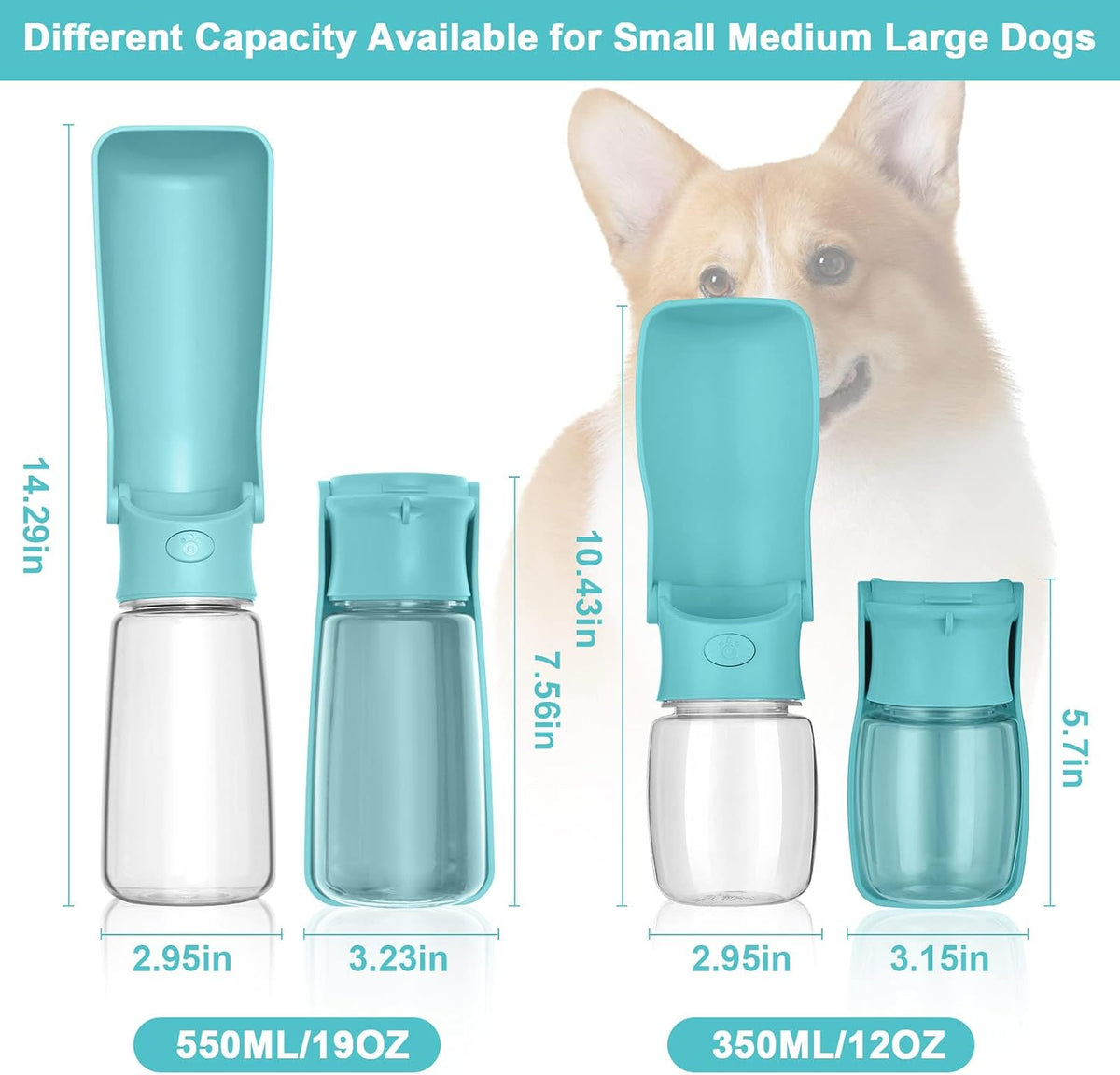 Portable Dog Water Bottle - Blue / 19oz - image 3