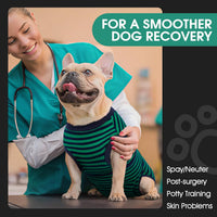 Dog Surgery Suit, Surgical Suit for Dogs, Dog Onesie for Surgery – Essentials for Dogs - Xxl(back:24.8-29.5in,wt:75+lbs) / Green Black Stripes - image 2