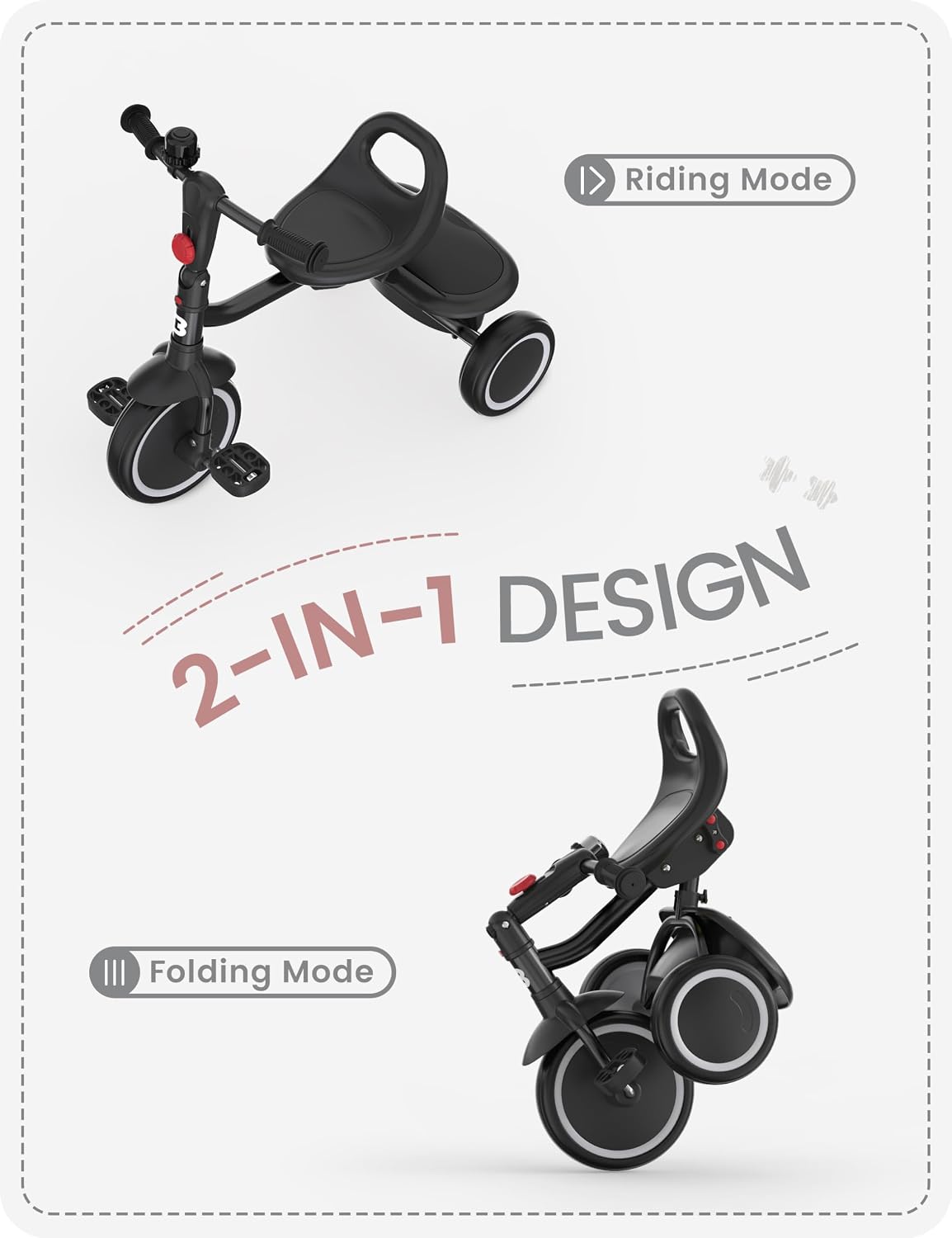 besrey Toddler Tricycle with Bell - Black - image 2