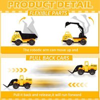 Sosation 72-piece mini construction party favor trucks with cranes, forklifts and excavators - view 6