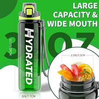 Water Bottle, 32 oz Motivational Water Bottles with Time Marker-Tritan & BPA Free, Sports Water Bottle with Time to Drink & Strap, Wide Mouth, Leakproof -Gift for Christmas Gym Fitness & Outdoor