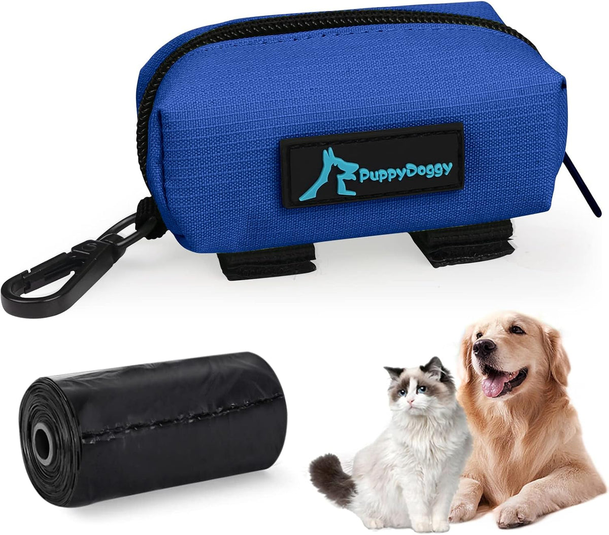 2 Pack Poop Bag Holder for Dogs and Cats Black Waste Bag Dispenser - Blue