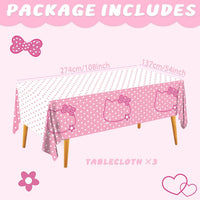 3PCS Demon Hunters Birthday Tablecloth Decorations - Bow Kitten Tablecloth - image 4