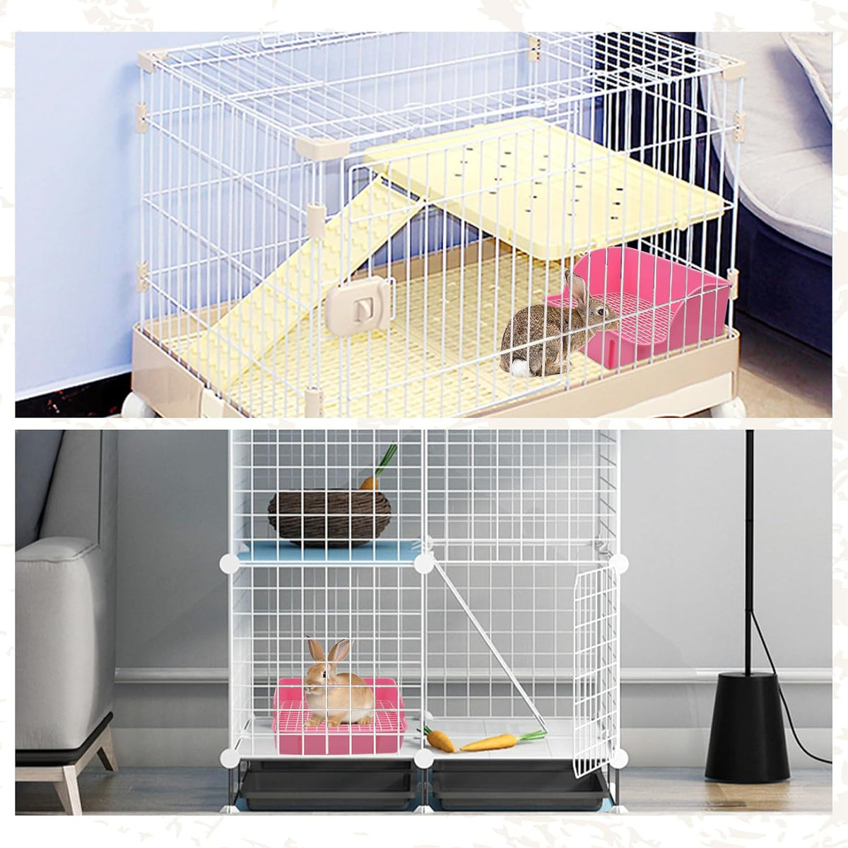 12Pcs Rabbit Litter Box for Cage - 【Pink】 - image 2