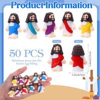 Bememo 50 pack little Jesus figurines in red, blue, purple, yellow and cyan - view 4