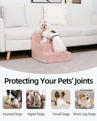 Dog Stairs for Small Dogs,13" H,3-Step Dog Steps Ramp for Bed and Couch with High Density Foam,Non-Slip Pet Steps for Doggy and Cat,Pet Stairs with a Washable Cover,Pink