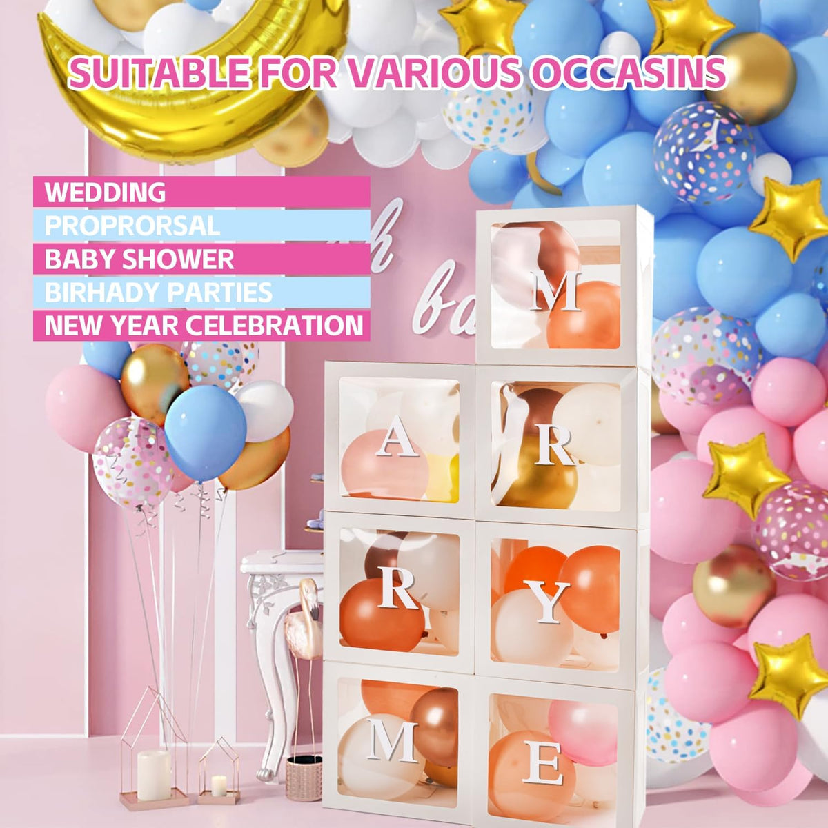 Baby Boxes with 30 PCS Letters - 7 PCS Balloon Box-78 Letter - image 4