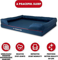 The Dog’s Bed Orthopedic Dog Bed XXL Blue Oxford with Red Trim UK Flag Dog Bed 51.5x39, Memory Foam, Pain Relief: Arthritis, Post Surgery, Lameness, Veterinary Approved, Waterproof Washable Cover