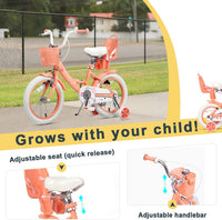 Glerc Maggie Girls Bike, 12-20 Inch Kids Bike for 2-13 Years Old Children, Princess Style Kids - Peach / 16 Inch - image 4