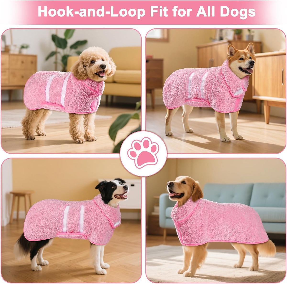 Unicorn Catcher Dog Bathrobe Super Absorbent Quick Drying Robe - X-Large / Pink - image 3