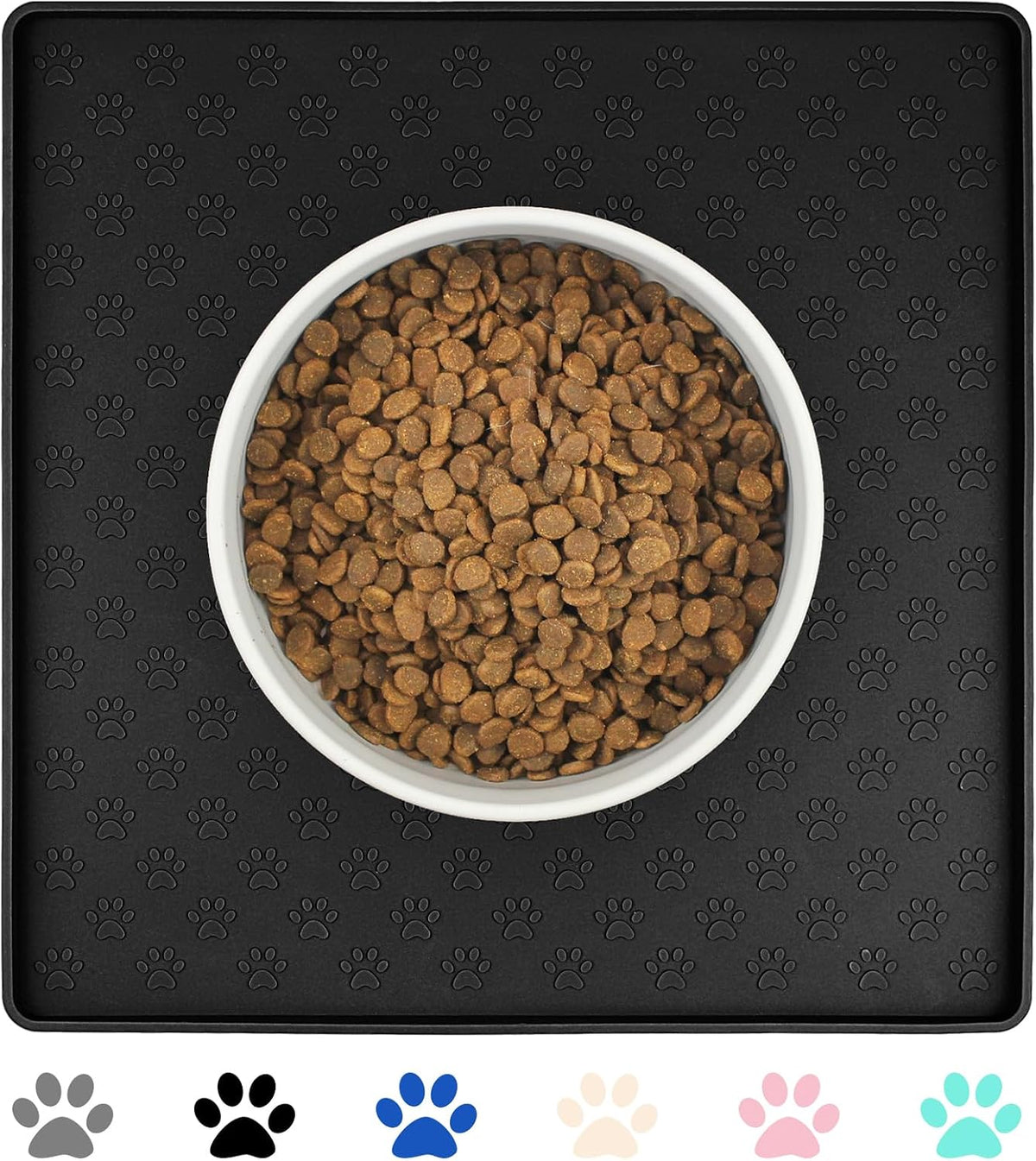 Pet Placemat for Dog and Cat - 11.8"L x 11.8"W / Black