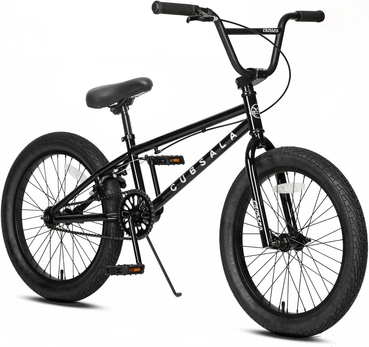 cubsala Crossea 18 20 Inch Kids Freestyle BMX Bike for 5-13 Years Old – Fun for Kids & Family - Black & Black / 18 Inch / Without Pegs