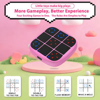 Tic-Tac-Toe Bolt Game, 4-in-1 Handheld Puzzle Games Console, Electronic Tic-Tac-Toe Game - Pink / L(Rechargeable) - image 2