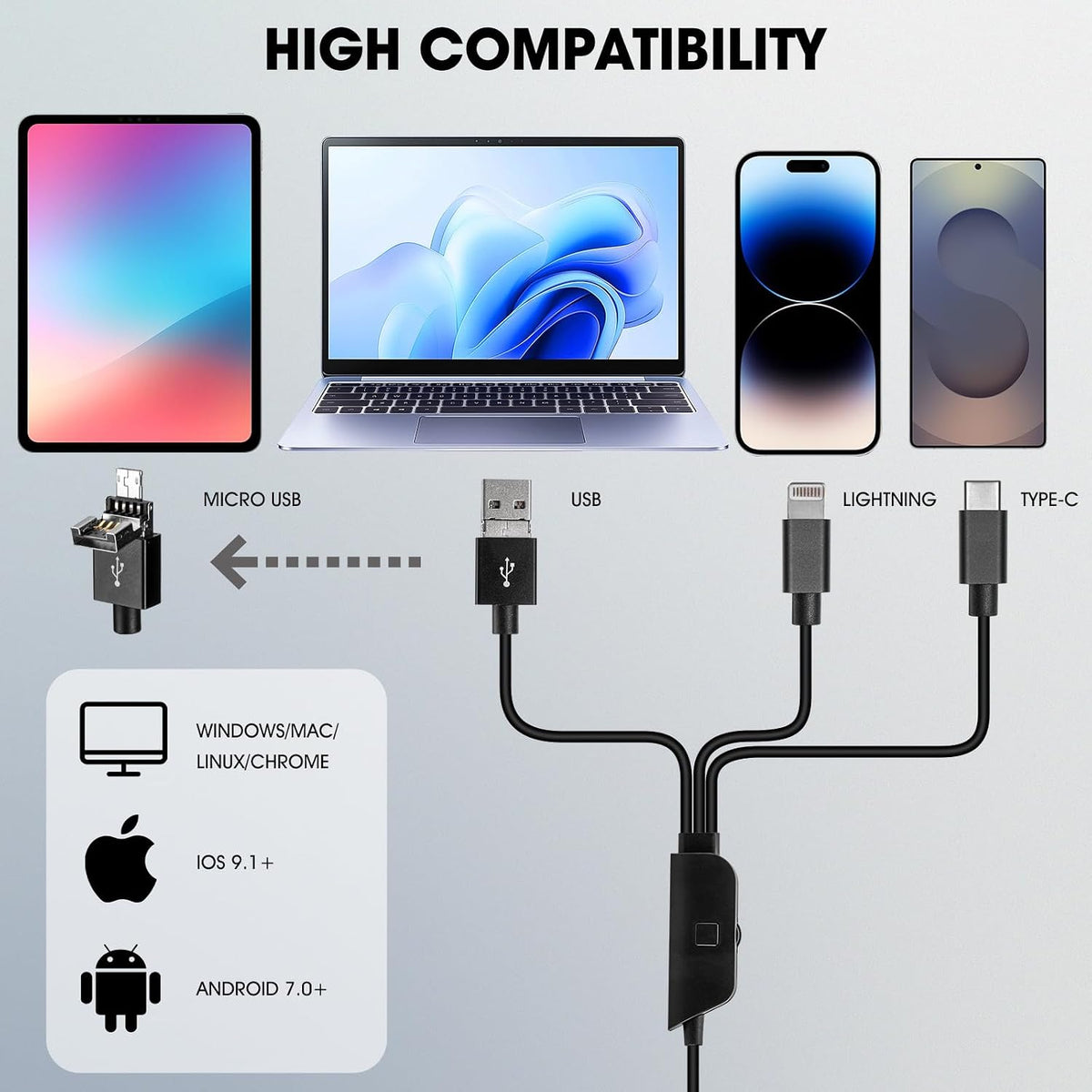 cainda aluminum alloy bracket stand with U-shaped base for USB and WiFi microscopes - view 6