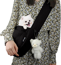 NATUYA Small Dog Cat Carrier Sling - Black / Canvas