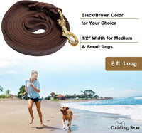 Guiding Star Leather Dog Leash 6ft x 3/4 inch Heavy Duty Training - Brown / 8ft x 1/2 inch - image 2
