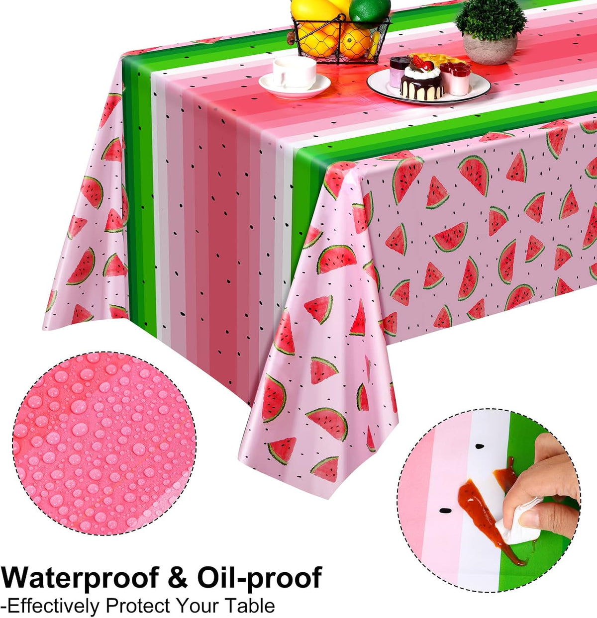 durony 2 Pieces Halloween Candy Corn Disposable Tablecloths 108 x 54 - 2 / Watermelon - image 4
