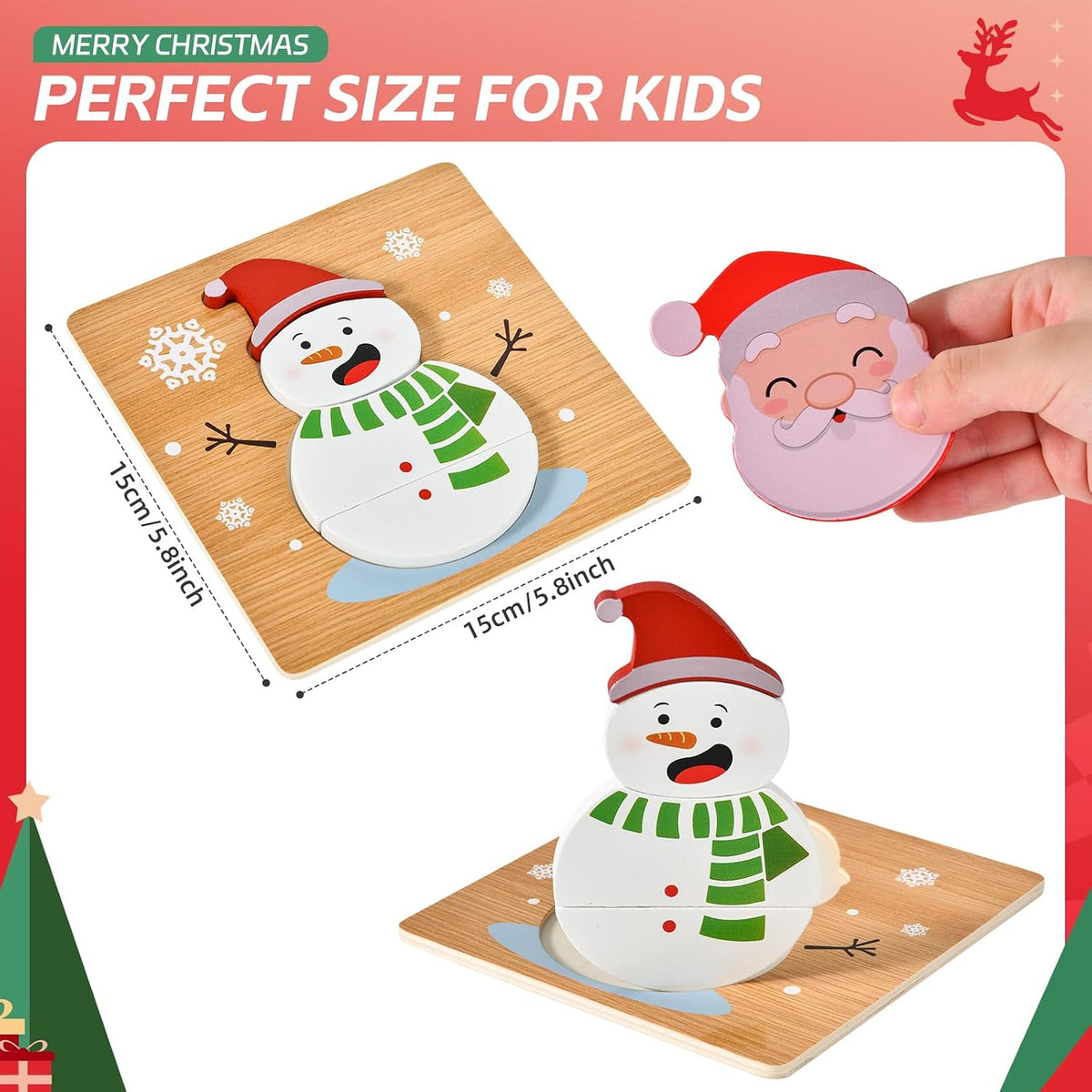4 Pack Halloween Wooden Puzzles for Kids Jigsaw Puzzles Halloween - Christmas - image 4