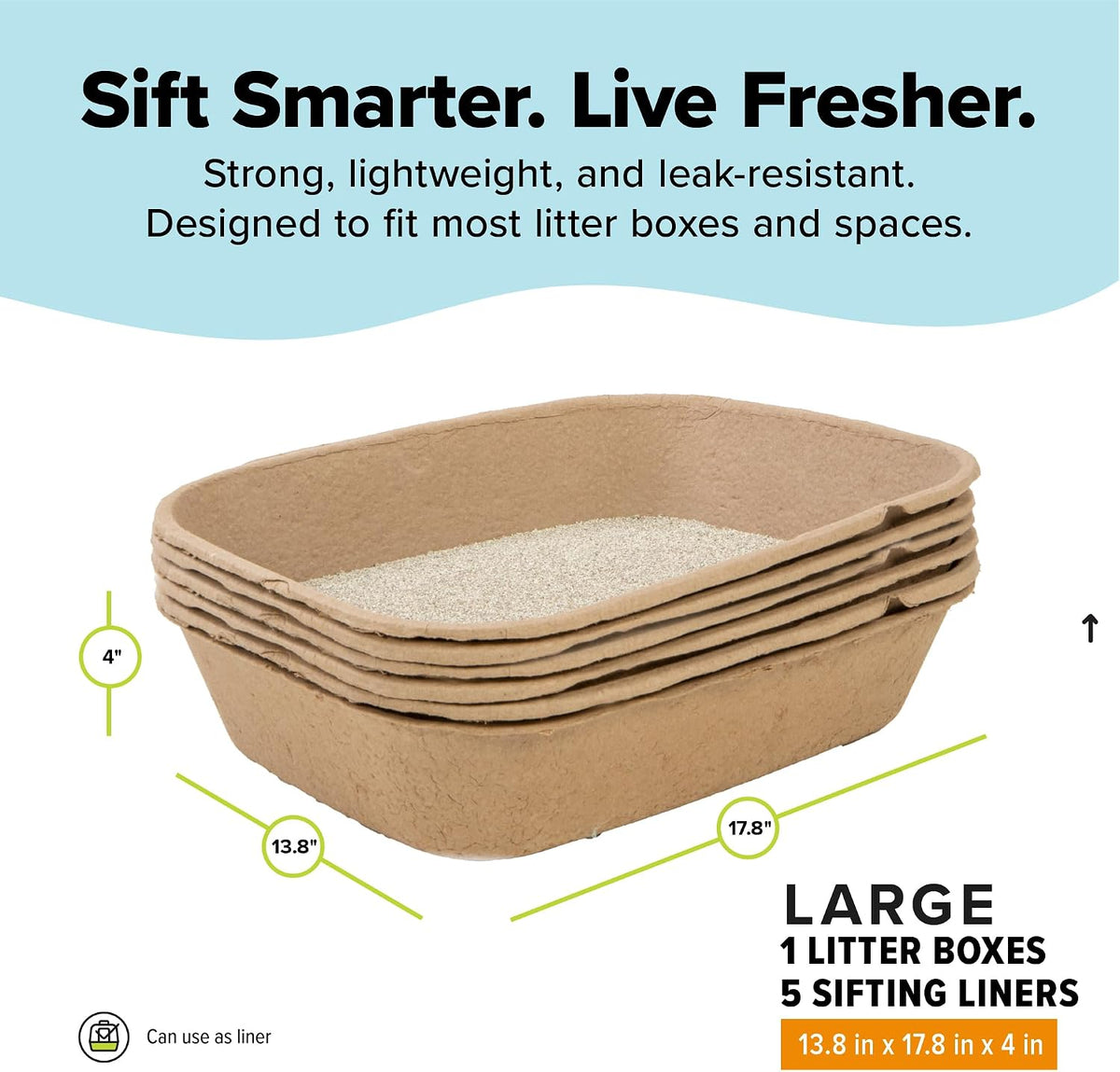 Kitty Sift Disposable Cat Litter Box Large - Litter Box Sifting Kit / Large (6-Piece Set) - image 3