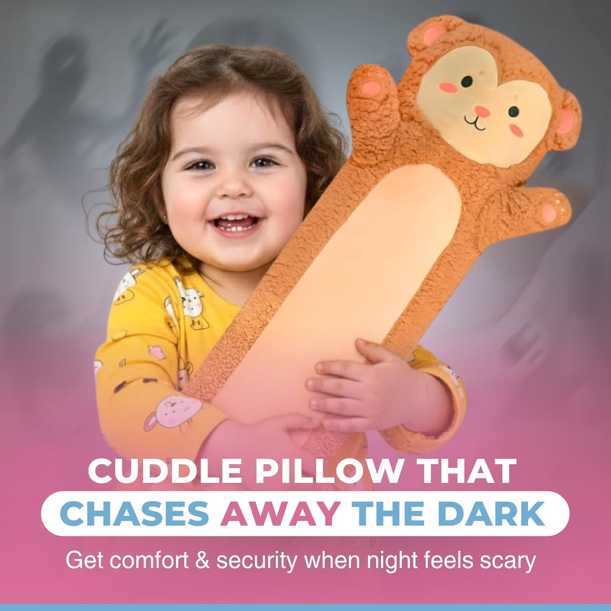 Cuddle Paws Unicorn Plush Body Pillow for Kids, Soft Toy - Monkey / Medium - 35 Inches - image 2