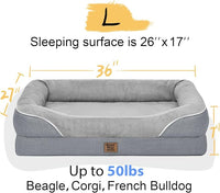Orthopedic Washable Large Dog Bed - Egg Foam Dog Beds for Large and Medium Dogs Big Pet Beds with Removable Washable Cover and Bolster for Extra Large Dogs