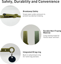 Soft lightweight breakaway cat collar with attachment ring for tag and bell - view 3