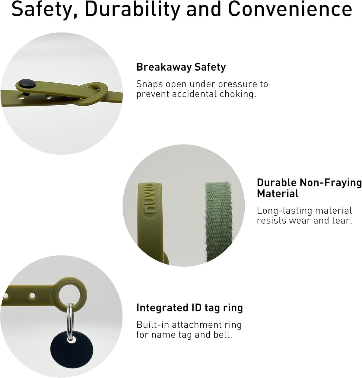 Soft lightweight breakaway cat collar with attachment ring for tag and bell - view 3