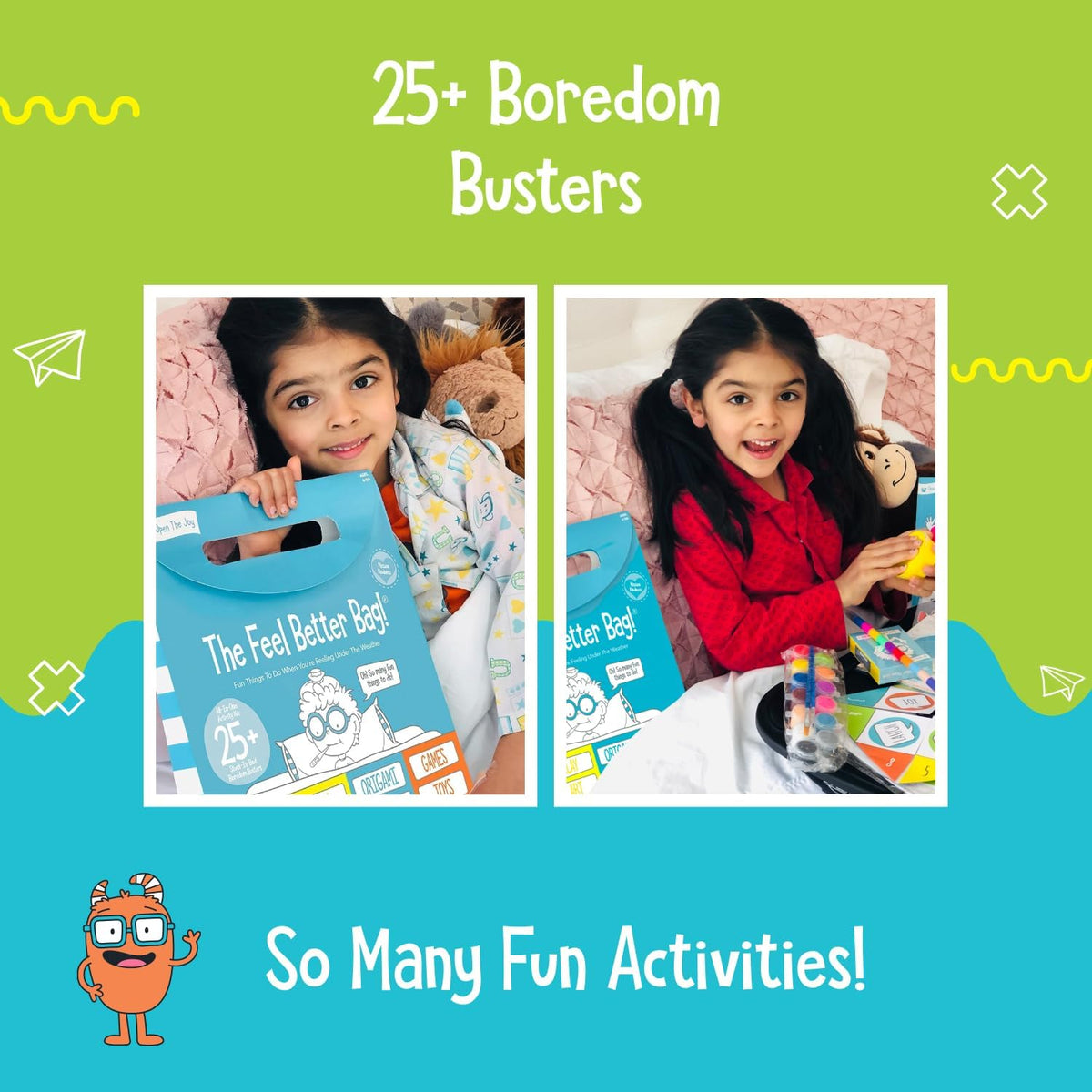 Open The Joy Feel Better Bag get well gift for kids with crafts, games and activity book - view 3
