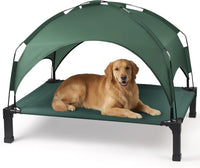 Elevated Dog Bed with Removable Canopy - Green / 51"L x 36"W x 9.5"H