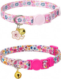 SOLMOONY Cute Cat Collar for Girl Boy - Pink Flowers