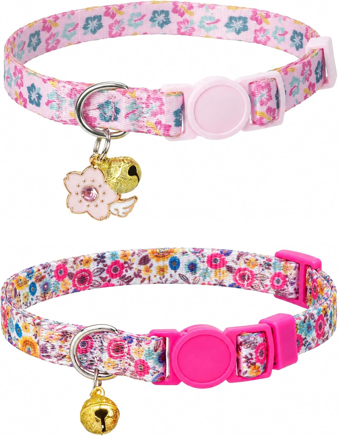 SOLMOONY Cute Cat Collar for Girl Boy - Pink Flowers