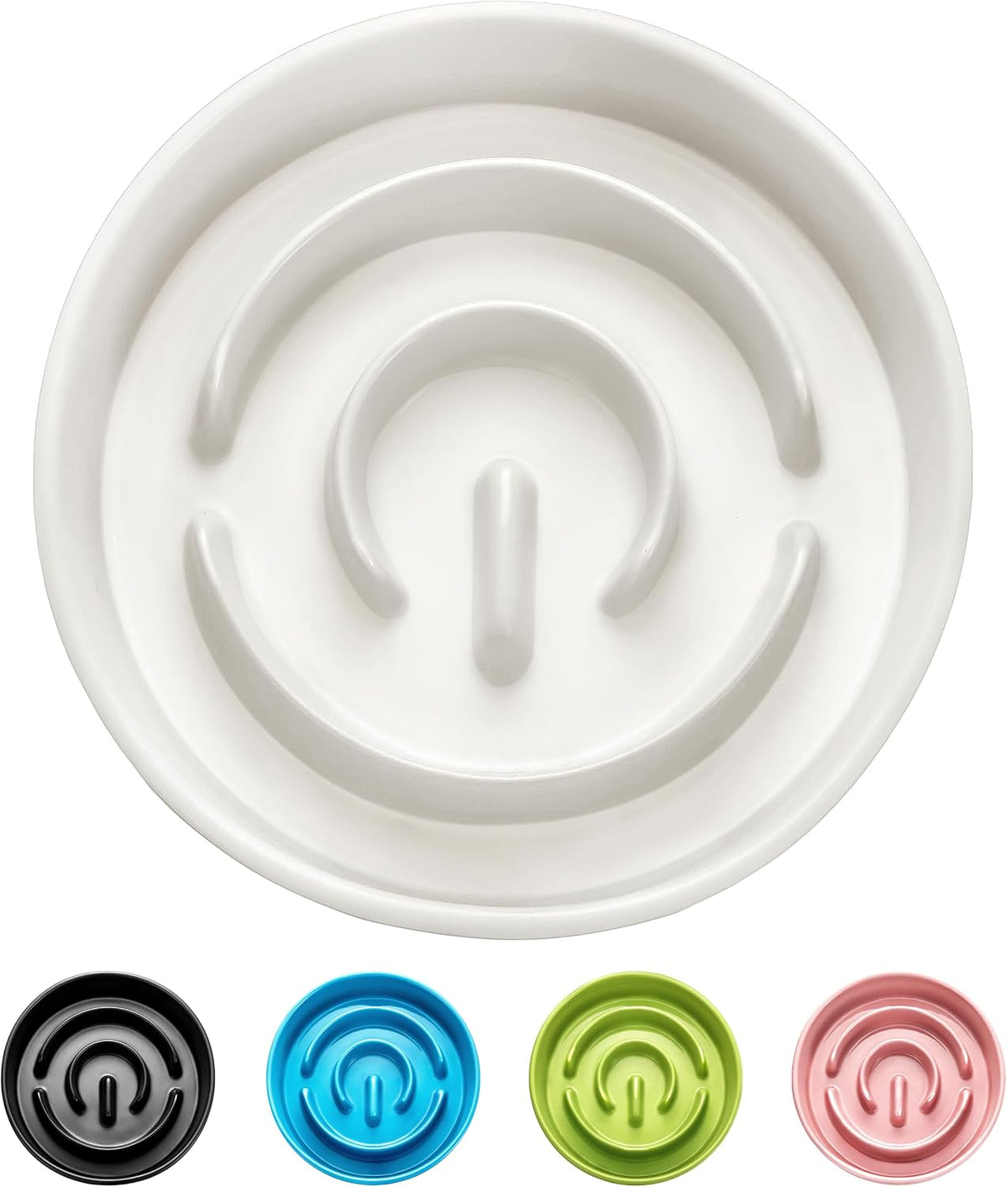Ceramic Slow Feeder Dog Bowls - White / 6 Inches