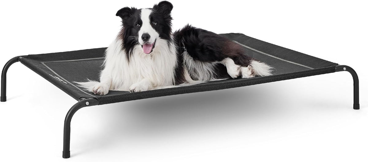 Bedsure Outdoor Elevated Cooling Dog Bed Large Sized Dog - Black / 49"L x 31.5"W x 8"Th