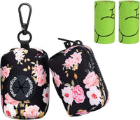 Petmolico Dog Poop Bag Holder Dispenser 2 Pack, Pink Rose – Essentials for Dogs - Black with Pink Rose