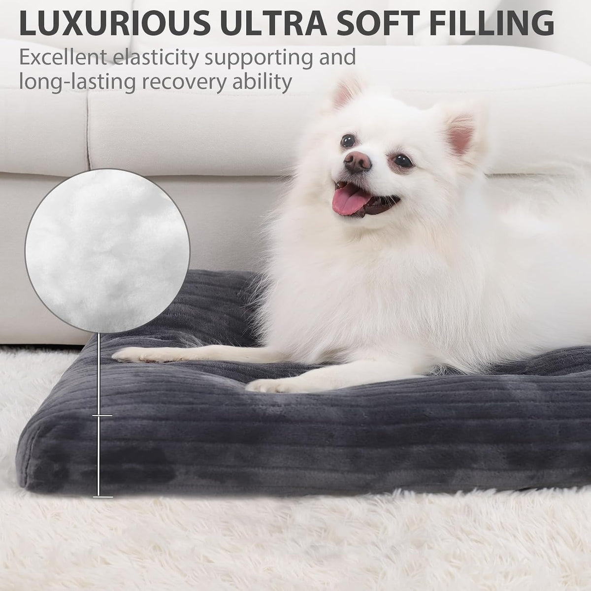 KSIIA Washable Dog Crate Bed Kennel Mat for Large Dogs - Gray / 29.0"L x 21.0"W x 2.5"Th - image 3