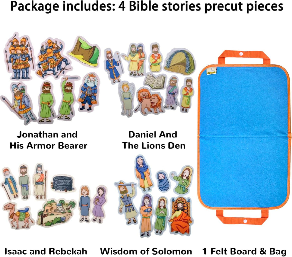 CHEFAN Noah's Ark Felt Board Bible Stories - Wisdom of Solomon & Other 3 Bible Stories Set - image 2