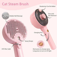 Cat Steam Brush For Shedding, Steamy Dog Grooming Brush With 2-Speed Spray, Blue Light And Release Button, Rechargeable Water Pet Hair Brushes Wet Self Cleaning Spa Comb