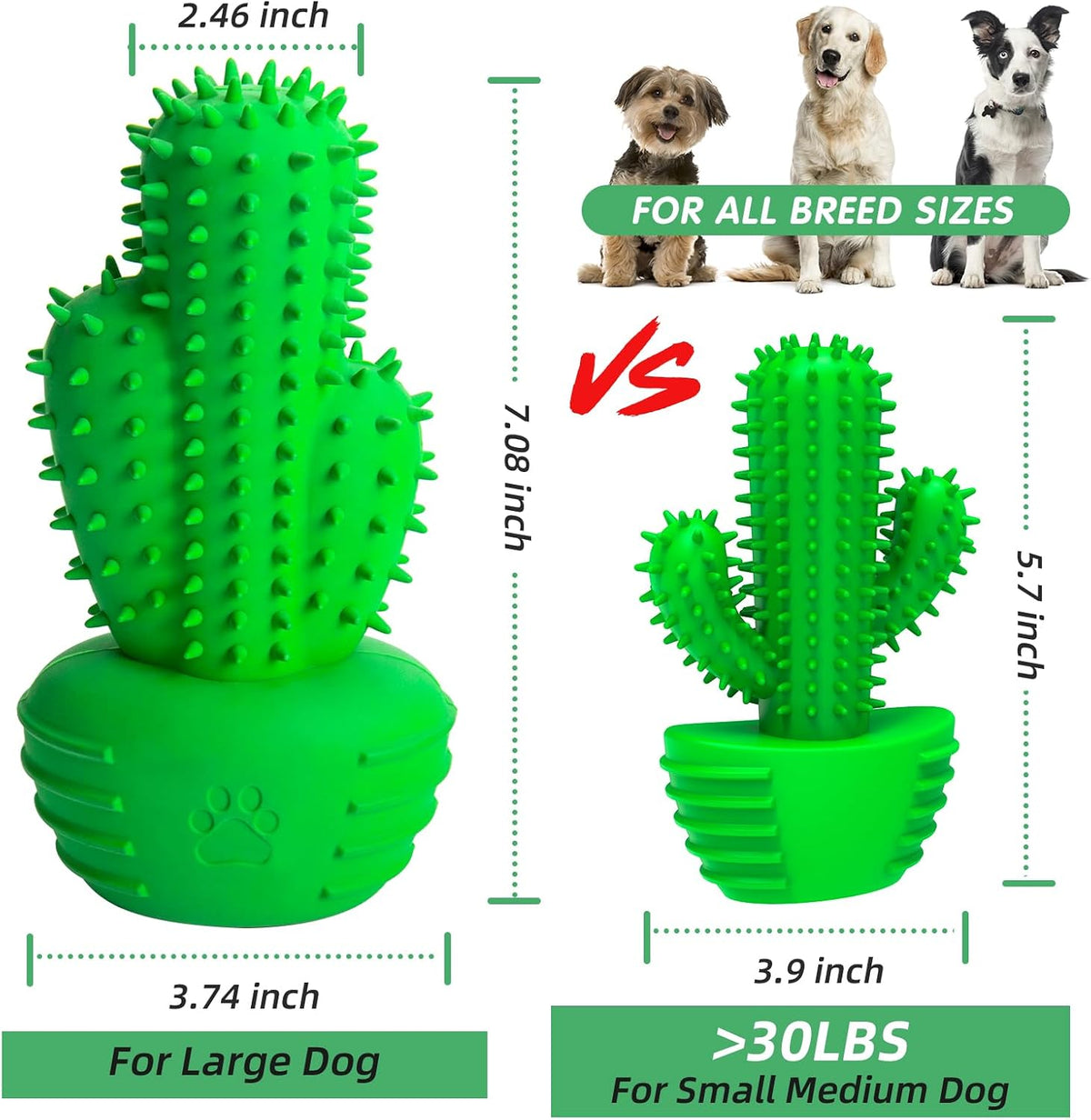 Cactus Dog Chew Toy for Aggressive Chewers - For Large Dog / Green - image 2