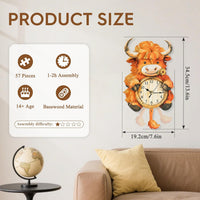 Halloween 3D Puzzles for Adults Halloween Puzzle Clock Adult Craft – Fun for Kids & Family - Highland Cow Clock - image 2