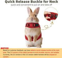 Breathable Bunny Harness and Leash Set with Cute Bow, Black S – Essentials for Small Pets - M / Red - image 4