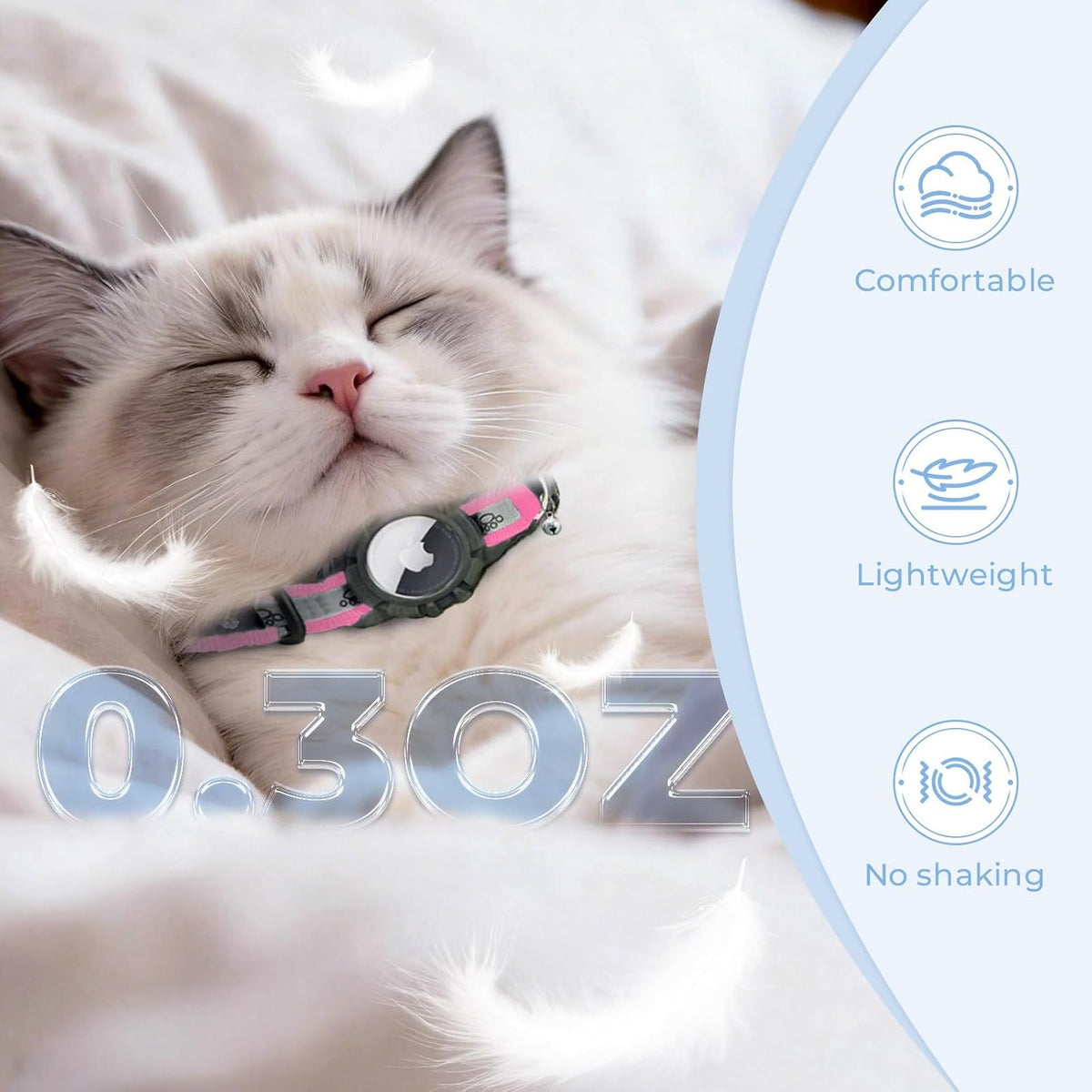 Reflective AirTag Cat Collar - Hot Pink / Breakaway(8.5"-12") - image 4