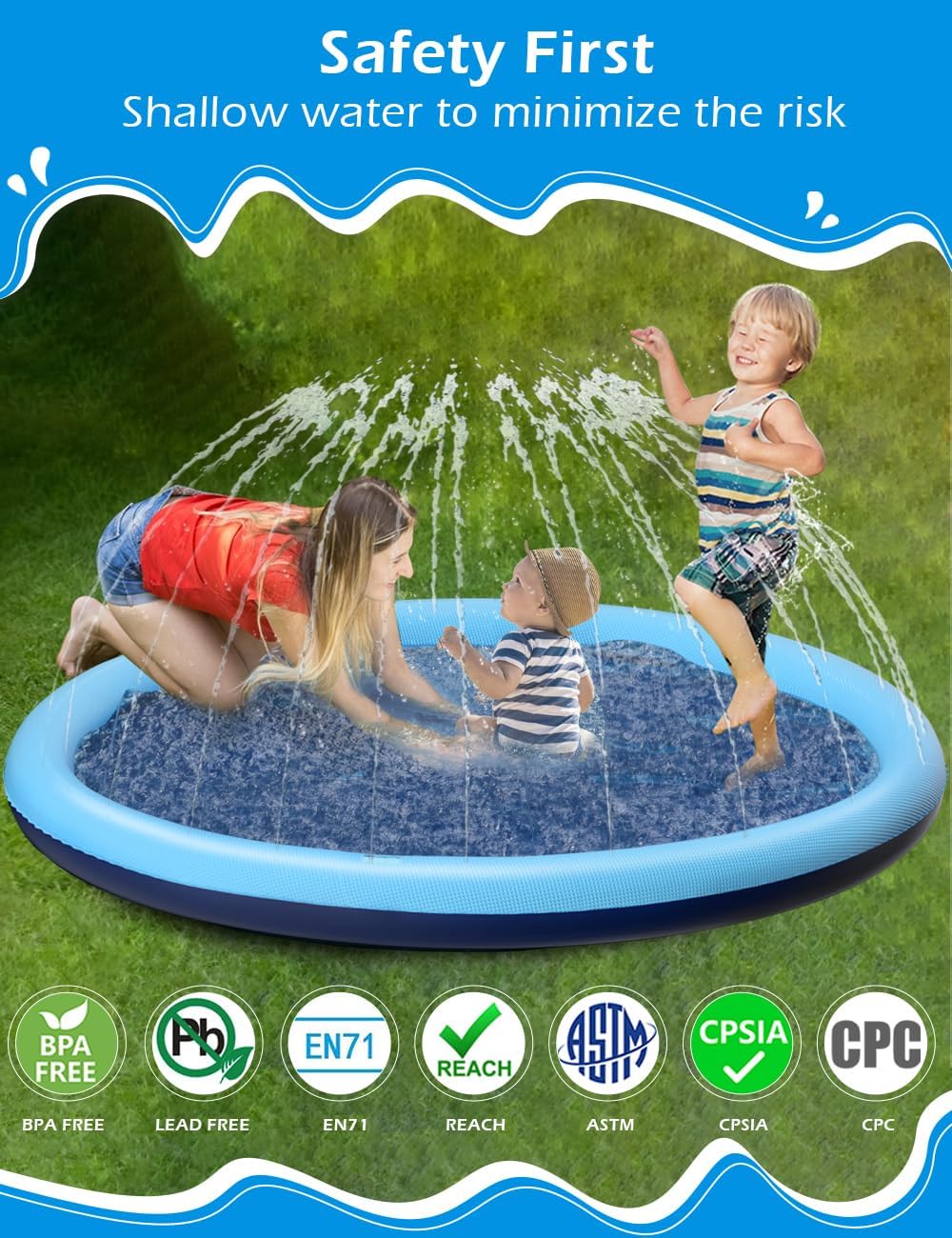 Jasonwell non slip splash pad sprinkler for kids and dogs spraying water in a backyard - view 12