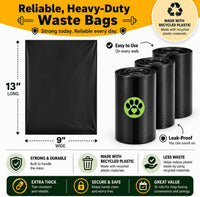 Doggy Poop Bags with Dispenser Dog Waste Pickup Bags Refill Rolls Cat - Black (35 Rolls Unscented) - image 2