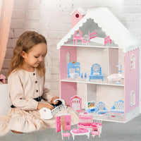 Thildani 35-piece pink and white dollhouse furniture set for bedroom, bathroom, living room and kitc - view 11