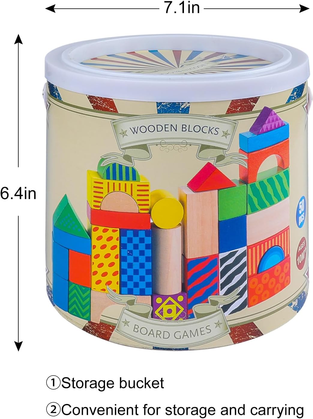 Offelec 1 inch wooden blocks, 108 cubes in 6 colors for stacking and sorting - view 4